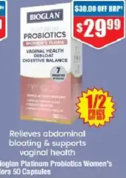 Chemist Warehouse Bioglan Platinum Probiotics Women's Flora 50 Capsules offer
