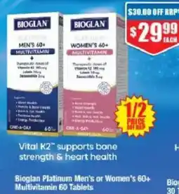Chemist Warehouse Bioglan Platinum Men's or Women's 60+ Multivitamin offer