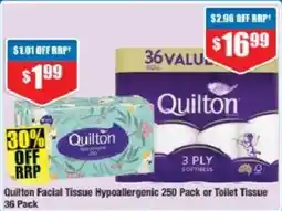 Chemist Warehouse Quilton Facial Tissue Hypoallergenic 250 Pack offer