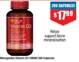 Chemist Warehouse Microgenics Vitamin D3 1000IU offer