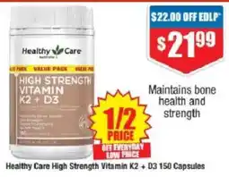 Chemist Warehouse Healthy Care High Strength Vitamin K2 + D3 offer