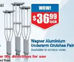 Chemist Warehouse Wagner Aluminium Underarm Crutches Pair offer