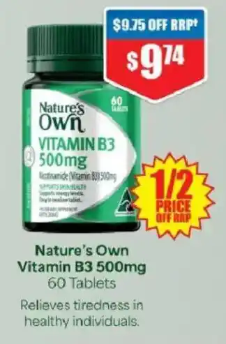 Chemist Warehouse Nature's Own Vitamin B3 500mg offer