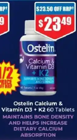 Chemist Warehouse Ostelin Calcium & Vitamin D3 + K2 60 Tablets offer