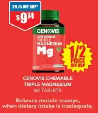 Chemist Warehouse Cenovis Chewable Triple Magnesium offer