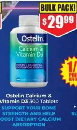 Chemist Warehouse Ostelin Calcium & Vitamin D3 300 Tablets offer