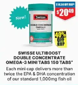 Chemist Warehouse Swisse Ultiboost Double Concentrate Omega-3 Mini Tabs offer