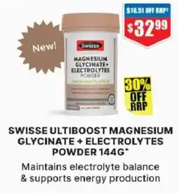 Chemist Warehouse Swisse Ultiboost Magnesium Glycinate + Electrolytes Powder offer