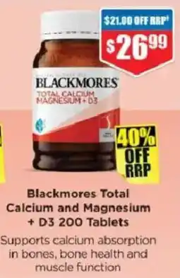 Chemist Warehouse Blackmores Total Calcium and Magnesium + D3 offer
