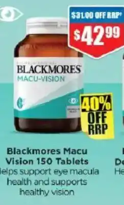 Chemist Warehouse Blackmores Macu Vision 150 Tablets offer