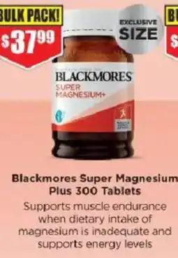 Chemist Warehouse Blackmores Super Magnesium Plus 300 Tablets offer