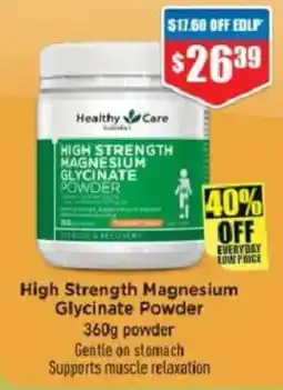 Chemist Warehouse Healthy Care High Strength Magnesium Glycinate Powder offer