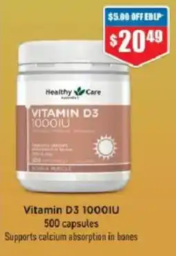 Chemist Warehouse Healthy Care Vitamin D3 1000IU offer