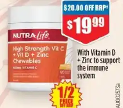 Chemist Warehouse NutraLife High Strength Vit C + Vit D + Zinc Chewables offer