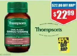 Chemist Warehouse Thompson's One-A-Day Ginkgo 12500mg offer