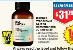 Chemist Warehouse Biohack Wanderlust KSM-66 Ashwagandha offer
