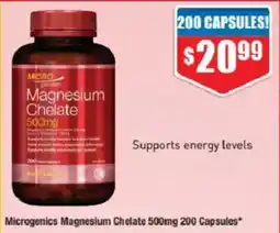 Chemist Warehouse Microgenics Magnesium Chelate 500mg offer