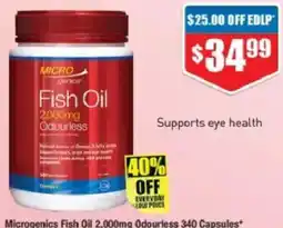 Chemist Warehouse Microgenics Fish Oil 2000mg Odourless offer