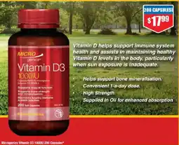 Chemist Warehouse Microgenics Vitamin D3 1000IU offer