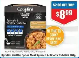Chemist Warehouse Optislim Healthy Option Meal Spinach & Ricotta Tortellini offer