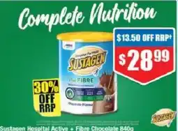 Chemist Warehouse Sustagen Hospital Active + Fibre Chocolate offer
