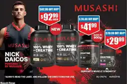 Chemist Warehouse Musashi 100% Whey + Creatine offer