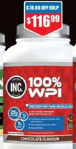 Chemist Warehouse International nutrition 100% wpi chocolate flavour offer