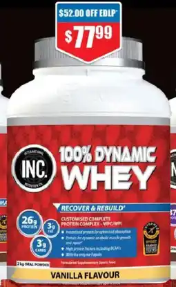 Chemist Warehouse 100% dynamic whey vanilla flavour offer
