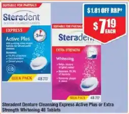 Chemist Warehouse Steradent Denture Cleansing Express Active Plus or Extra Strength Whitening offer