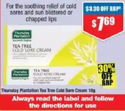 Chemist Warehouse Thursday Plantation Tea Tree Cold Sore Cream offer