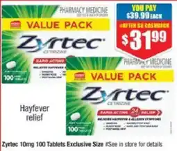 Chemist Warehouse Zyrtec 10mg 100 Tablets Exclusive Size offer