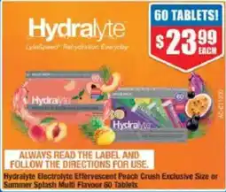 Chemist Warehouse Hydralyte Electrolyte Effervescent Peach Crush Exclusive Size offer