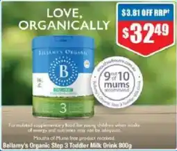 Chemist Warehouse Bellamy's Organic Step 3 Toddler Milk Drink offer