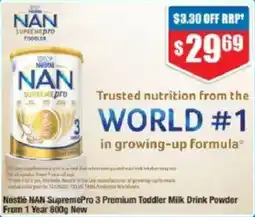 Chemist Warehouse Nestle NAN SupremePro 3 Premium Toddler Milk Drink Powder offer
