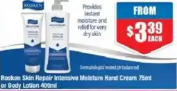 Chemist Warehouse Rosken Skin Repair Intensive Moisture Hand Cream or Body Lotion offer