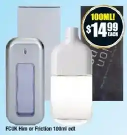 Chemist Warehouse FCUK Him or Friction 100ml edt offer