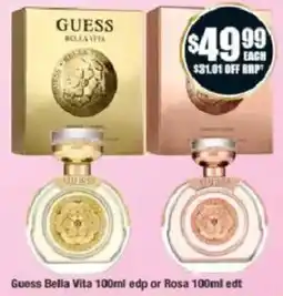 Chemist Warehouse Guess Bella Vita 100ml edp or Rosa 100ml edt offer