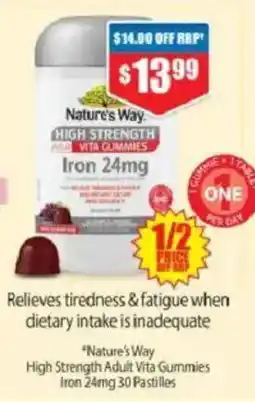 Chemist Warehouse Nature's Way High Strength Adult Vita Gummies Iron 24mg offer