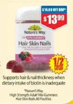 Chemist Warehouse Nature's Way High Strength Adult Vita Gummies Hair Skin Nails offer
