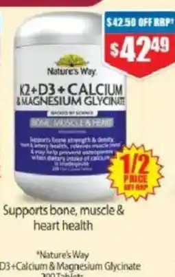 Chemist Warehouse Nature's Way K2+D3+Calcium+Magnesium Glycinate offer