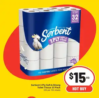 IGA Sorbent 3 Ply Soft & Strong Toilet Tissue offer