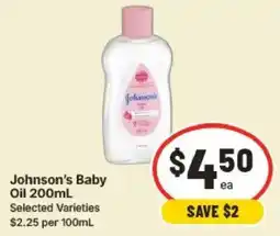 IGA Johnson's Baby Oil 200mL offer