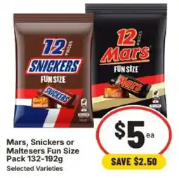 IGA Mars, Snickers or Maltesers Fun Size offer