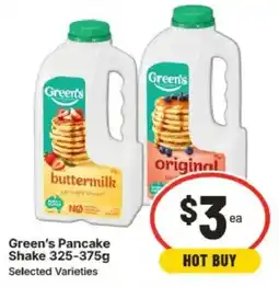 IGA Green's Pancake Shake offer