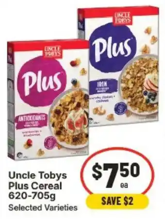 IGA Uncle Tobys Plus Cereal offer