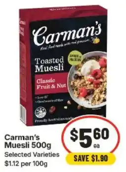 IGA Carman's Muesli offer