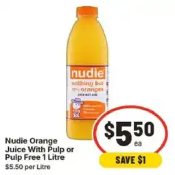 IGA Nudie Orange Juice With Pulp or Pulp Free offer