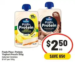 IGA Pauls Plus+ Protein Yoghurt Pouch offer