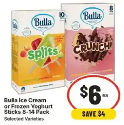 IGA Bulla Ice Cream or Frozen Yoghurt Sticks offer
