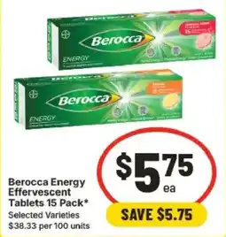 IGA Berocca Energy Effervescent Tablets offer